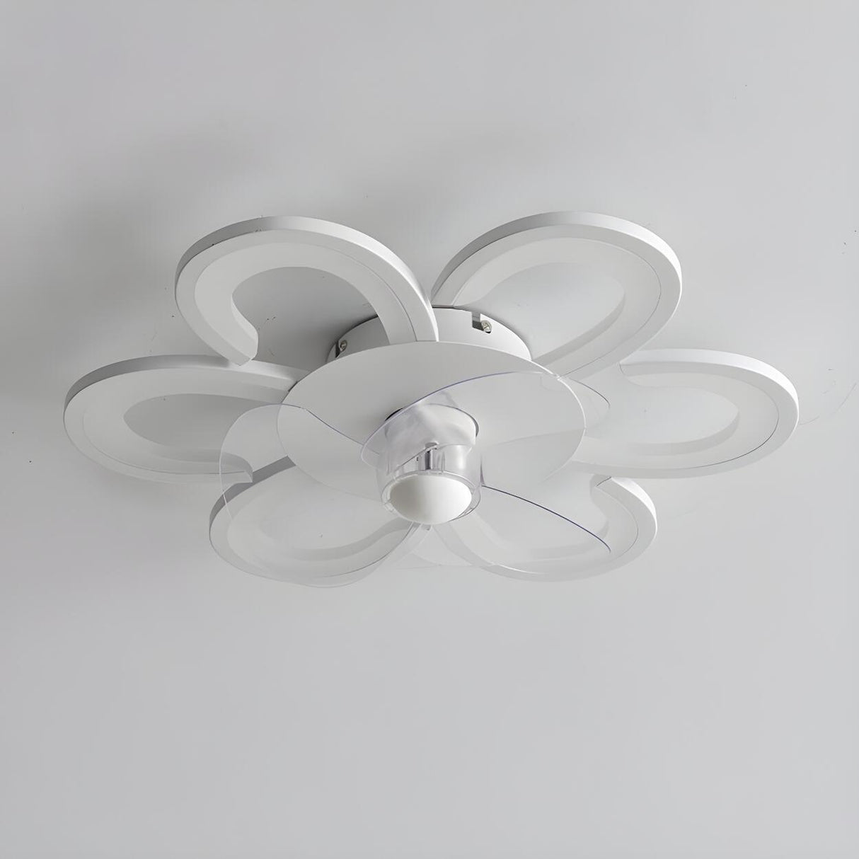 Flush Mount Creative Flower Ceiling Fan With LED Light Image - 9