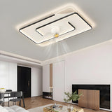 Flush Mount Elegant Geometric Ceiling Fan with Light Image - 1