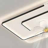 Flush Mount Elegant Geometric Ceiling Fan with Light Image - 12