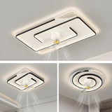 Flush Mount Elegant Geometric Ceiling Fan with Light Image - 14