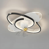 Flush Mount Elegant Geometric Ceiling Fan with Light Image - 8