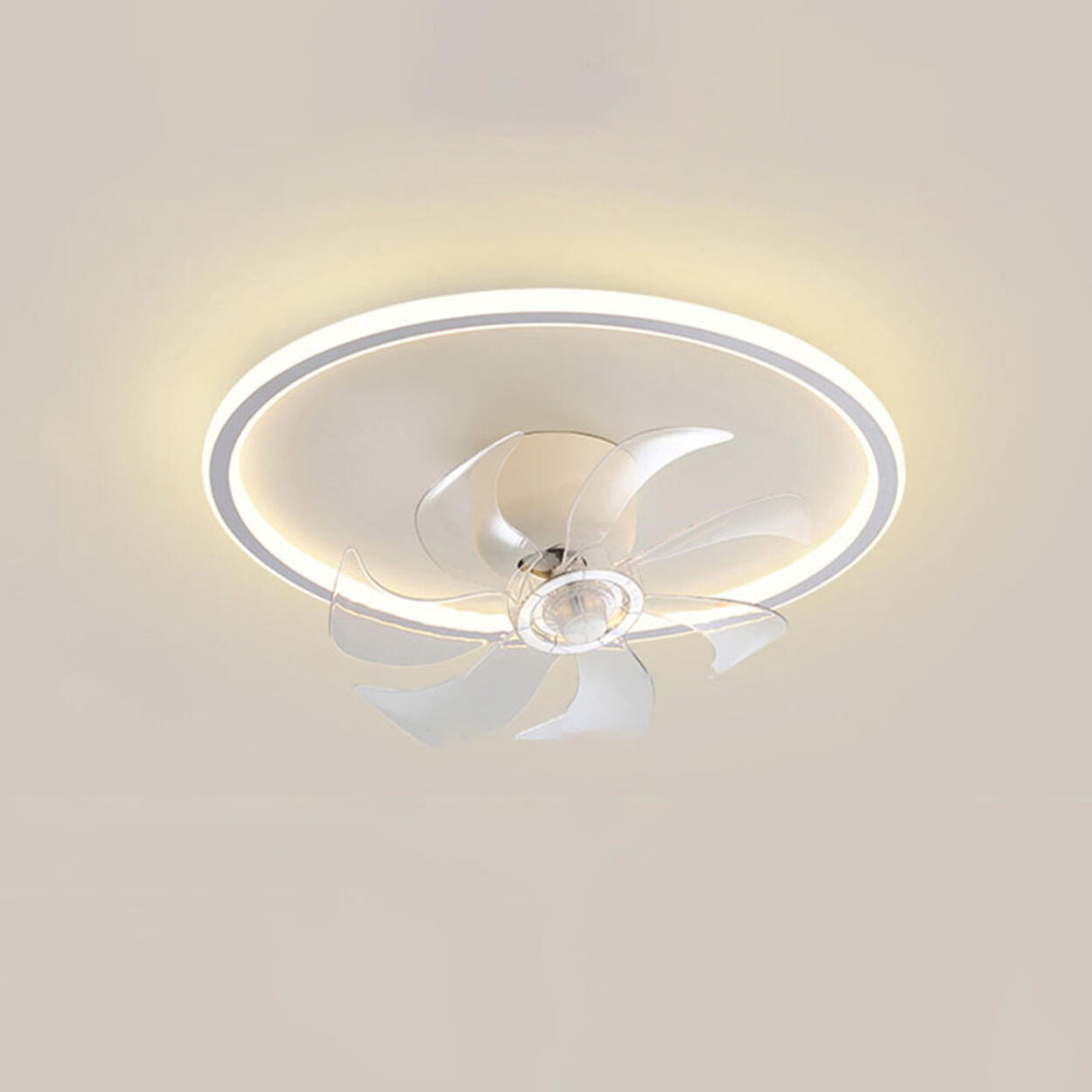 Flush Mount Minimalist Geometric Ceiling Fan Light Image - 10