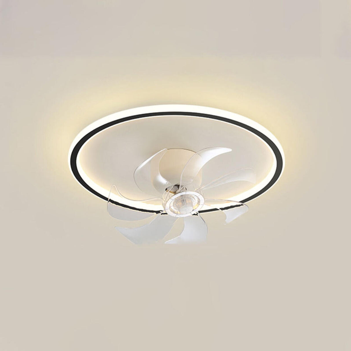 Flush Mount Minimalist Geometric Ceiling Fan Light Image - 11