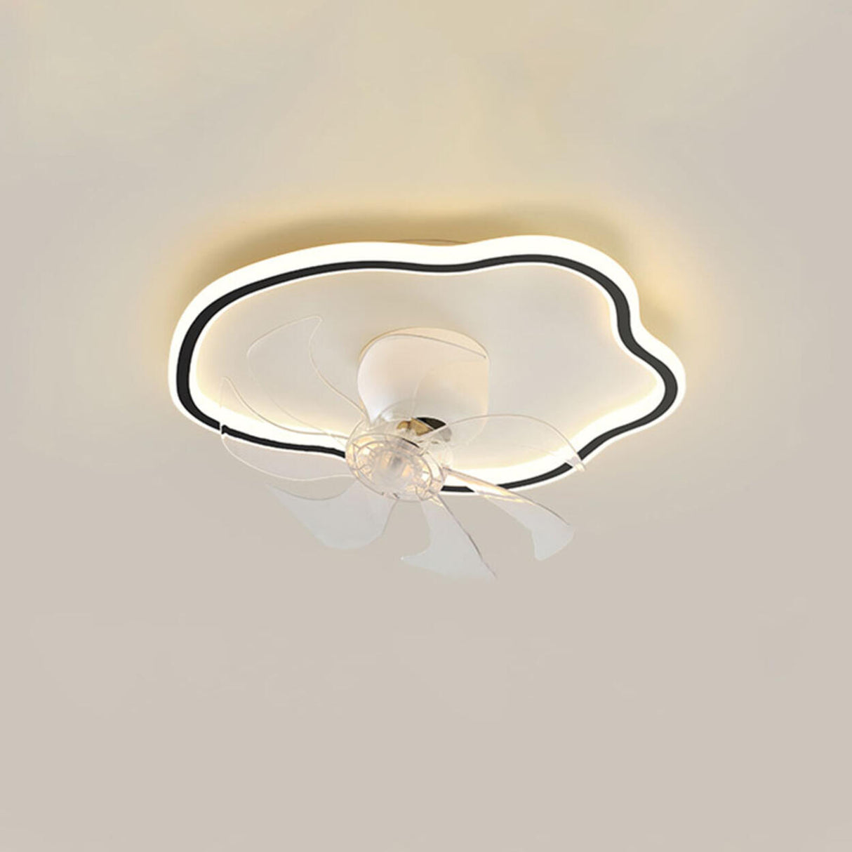 Flush Mount Minimalist Geometric Ceiling Fan Light Image - 13