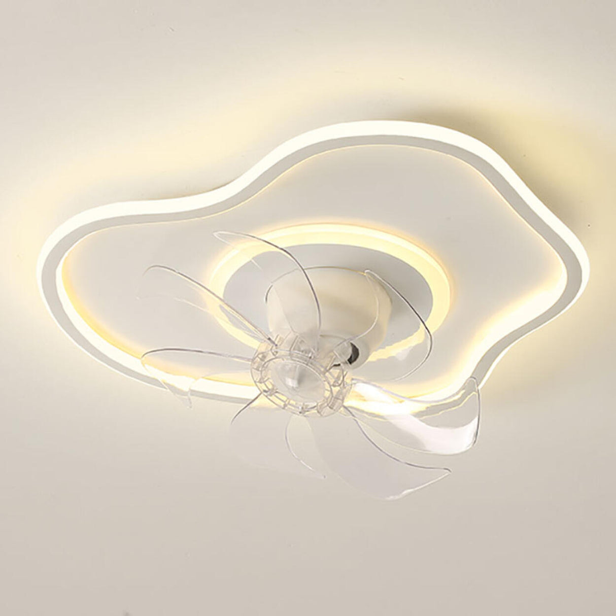 Flush Mount Minimalist Geometric Ceiling Fan Light Image - 17