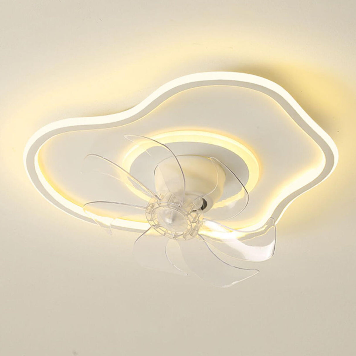 Flush Mount Minimalist Geometric Ceiling Fan Light Image - 18