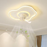 Flush Mount Minimalist Geometric Ceiling Fan Light Image - 2