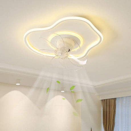 Flush Mount Minimalist Geometric Ceiling Fan Light Image - 2