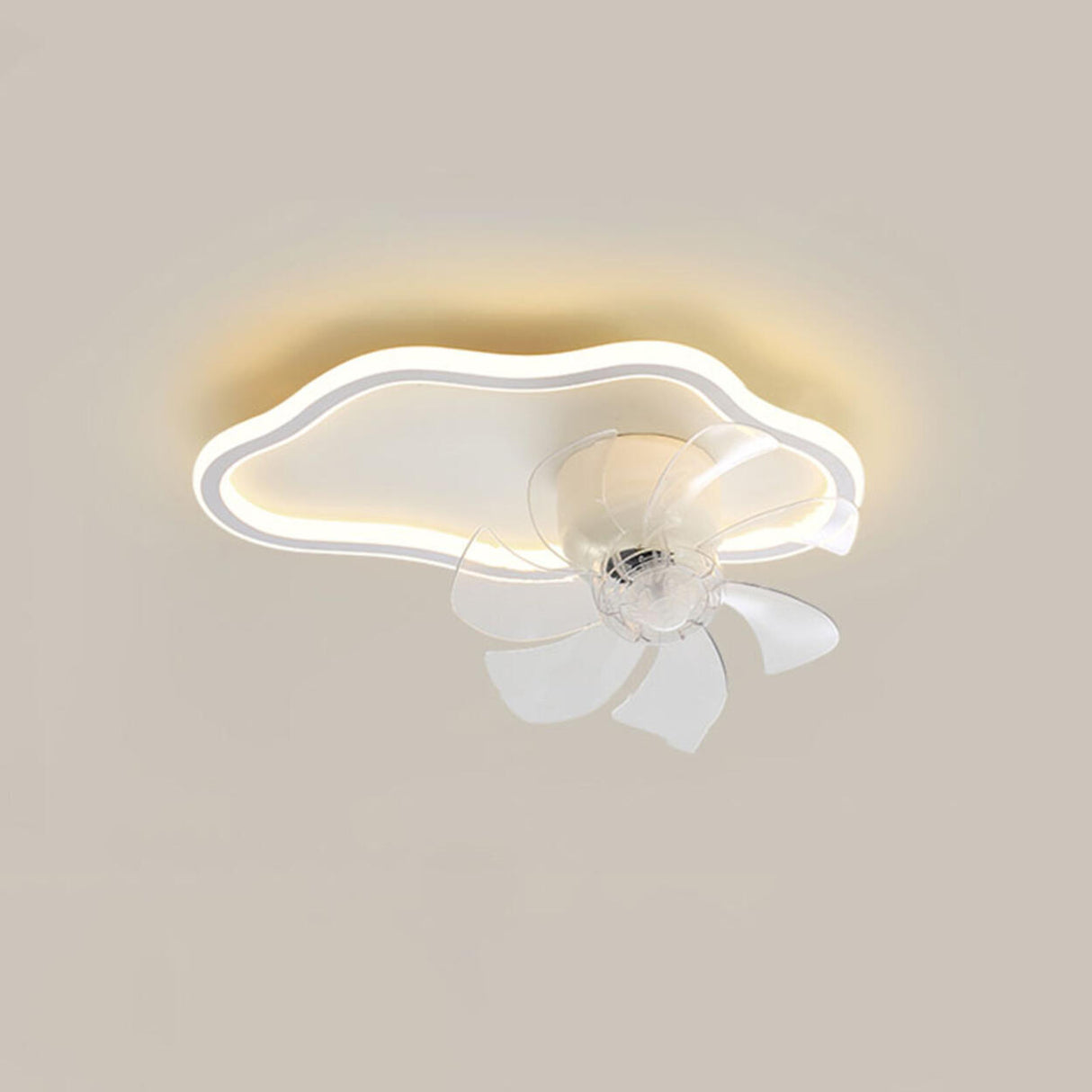 Flush Mount Minimalist Geometric Ceiling Fan Light Image - 8