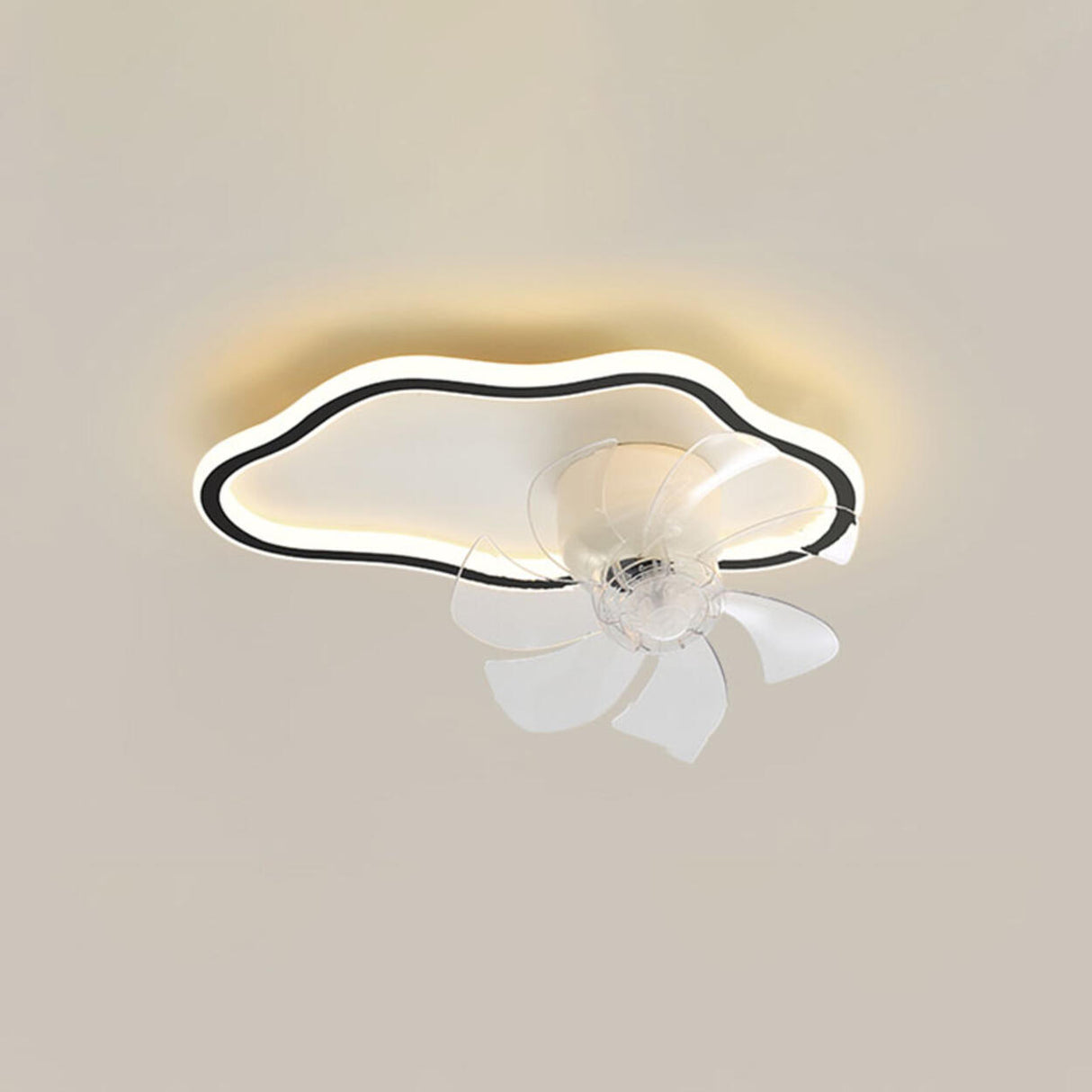 Flush Mount Minimalist Geometric Ceiling Fan Light Image - 9