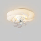 Flush Mount Modern White Cloud Ceiling Fan with Light Image - 3