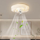 Flush Mount Modern White Cloud Ceiling Fan with Light Image - 4