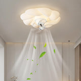 Flush Mount Modern White Cloud Ceiling Fan with Light Image - 6