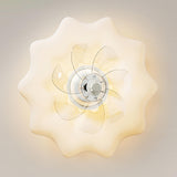 Flush Mount Modern White Cloud Ceiling Fan with Light Image - 9