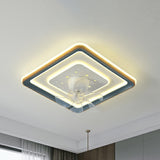 Flush Mount Remote Control Geometric Ceiling Fan Light Image - 10