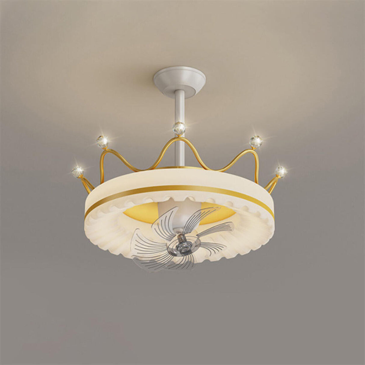 Flush Mount Round Modern Ceiling Fan with LED Lights Image - 13