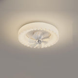 Flush Mount Round Modern Ceiling Fan with LED Lights Image - 6