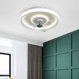 Flush Mount Round Simple Dimming LED Ceiling Fan Light Image - 1