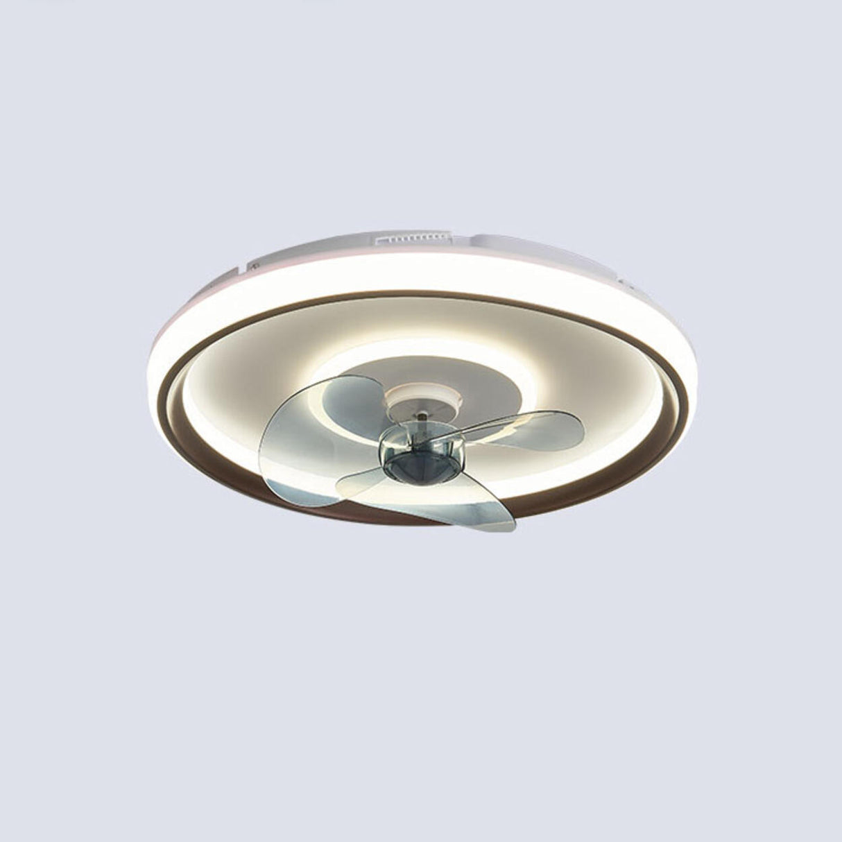 Flush Mount Round Simple Dimming LED Ceiling Fan Light Image - 11