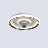 Flush Mount Round Simple Dimming LED Ceiling Fan Light Image - 11