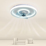 Flush Mount Round Simple Dimming LED Ceiling Fan Light Image - 12