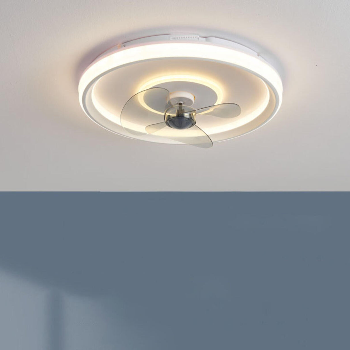 Flush Mount Round Simple Dimming LED Ceiling Fan Light Image - 13