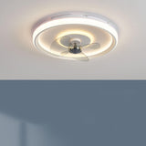 Flush Mount Round Simple Dimming LED Ceiling Fan Light Image - 13