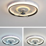 Flush Mount Round Simple Dimming LED Ceiling Fan Light Image - 15