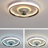 Flush Mount Round Simple Dimming LED Ceiling Fan Light Image - 17