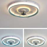 Flush Mount Round Simple Dimming LED Ceiling Fan Light Image - 18