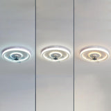 Flush Mount Round Simple Dimming LED Ceiling Fan Light Image - 20