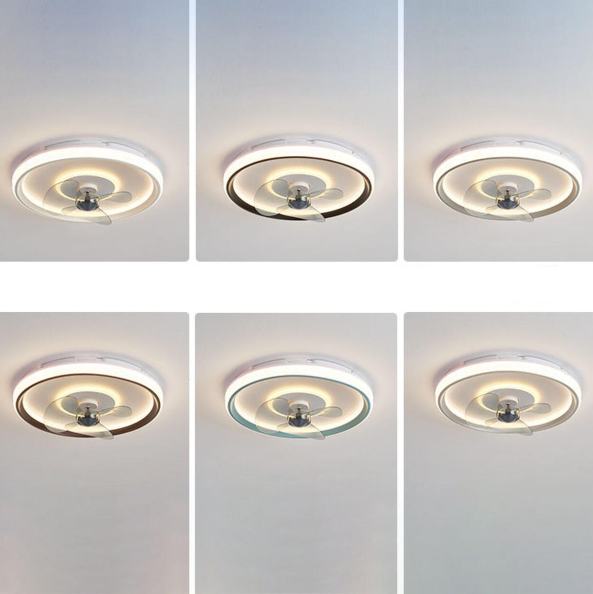 Flush Mount Round Simple Dimming LED Ceiling Fan Light Image - 21