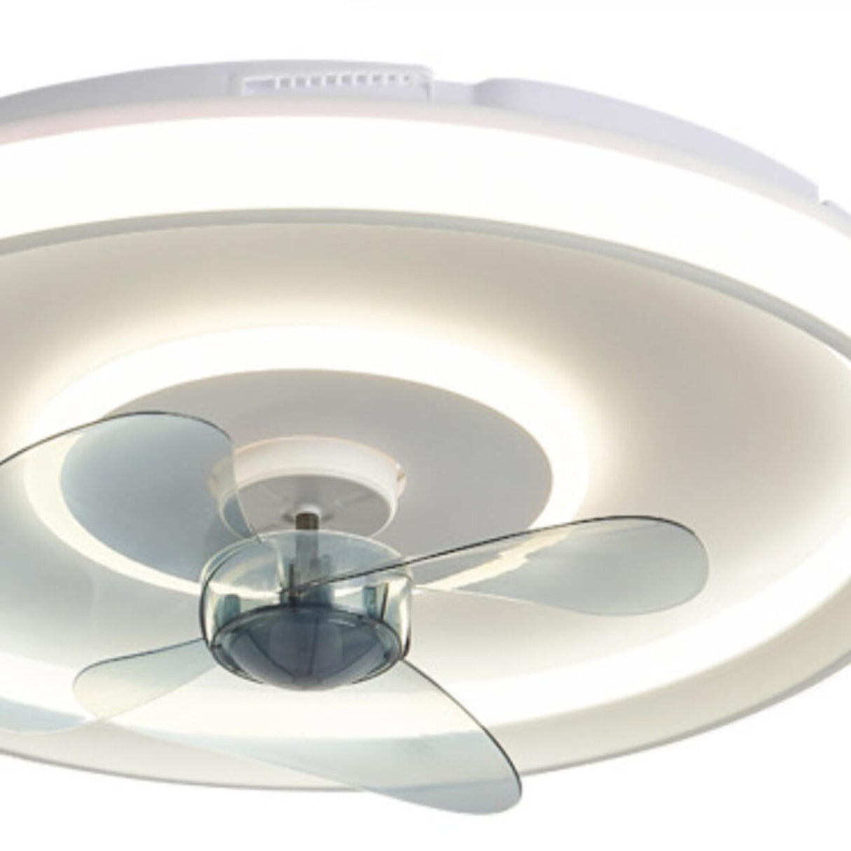 Flush Mount Round Simple Dimming LED Ceiling Fan Light Image - 23