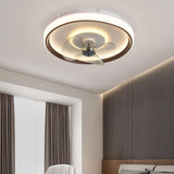 Flush Mount Round Simple Dimming LED Ceiling Fan Light Image - 26