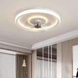 Flush Mount Round Simple Dimming LED Ceiling Fan Light Image - 27