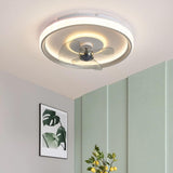 Flush Mount Round Simple Dimming LED Ceiling Fan Light Image - 3