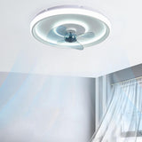 Flush Mount Round Simple Dimming LED Ceiling Fan Light Image - 4