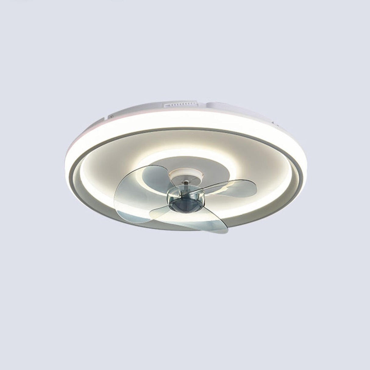 Flush Mount Round Simple Dimming LED Ceiling Fan Light Image - 7