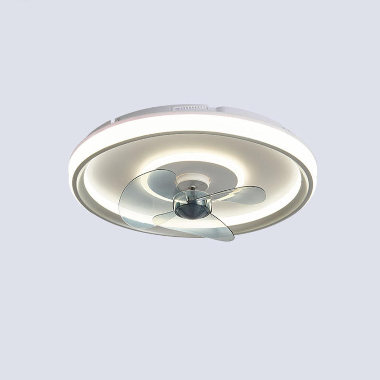 Flush Mount Round Simple Dimming LED Ceiling Fan Light Image - 8