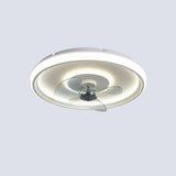 Flush Mount Round Simple Dimming LED Ceiling Fan Light Image - 9