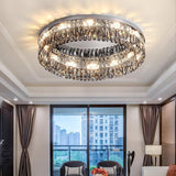 Flush Mount Round Transparent Crystal Ceiling Lamp   Image - 1