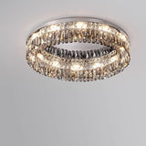 Flush Mount Round Transparent Crystal Ceiling Lamp   Image - 3