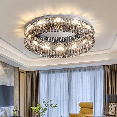 Flush Mount Round Transparent Crystal Ceiling Lamp   Image - 4