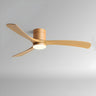 Flush Mount Simple 3 Wood Blades Ceiling Fan with Light Image - 11