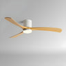 Flush Mount Simple 3 Wood Blades Ceiling Fan with Light Image - 2