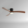 Flush Mount Simple 3 Wood Blades Ceiling Fan with Light Image - 5