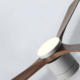 Flush Mount Simple 3 Wood Blades Ceiling Fan with Light Image - 6