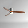 Flush Mount Simple 3 Wood Blades Ceiling Fan with Light Image - 9