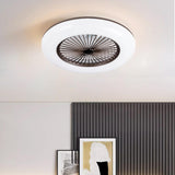 Flush Mount Simplicity Round Ceiling Fan with Light Image - 1