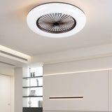 Flush Mount Simplicity Round Ceiling Fan with Light Image - 5